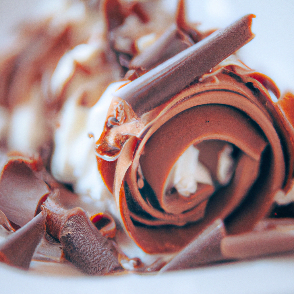 A slice of frozen chocolate parfait served on a dessert plate, with layers of creamy mousse and chocolate shavings on top.